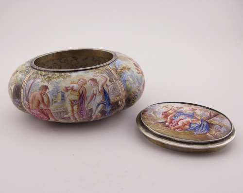 19th-century Austrian Hermann Ratzersdorfer Vienna silver enamel box