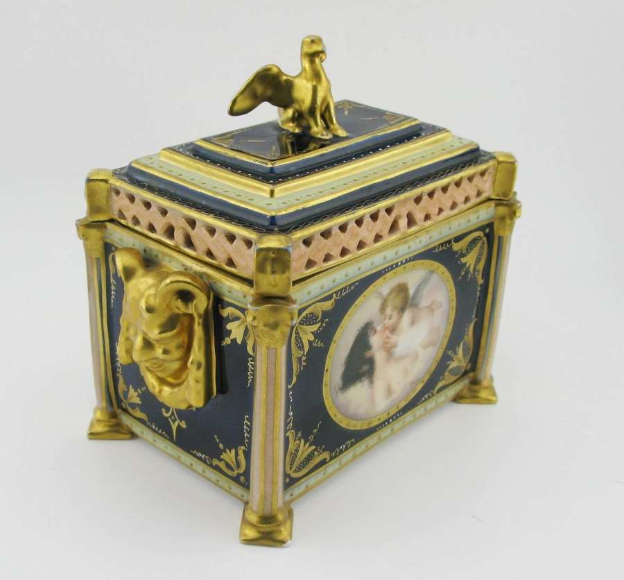 Unusual 19th-century Vienna-style reticulated porcelain box