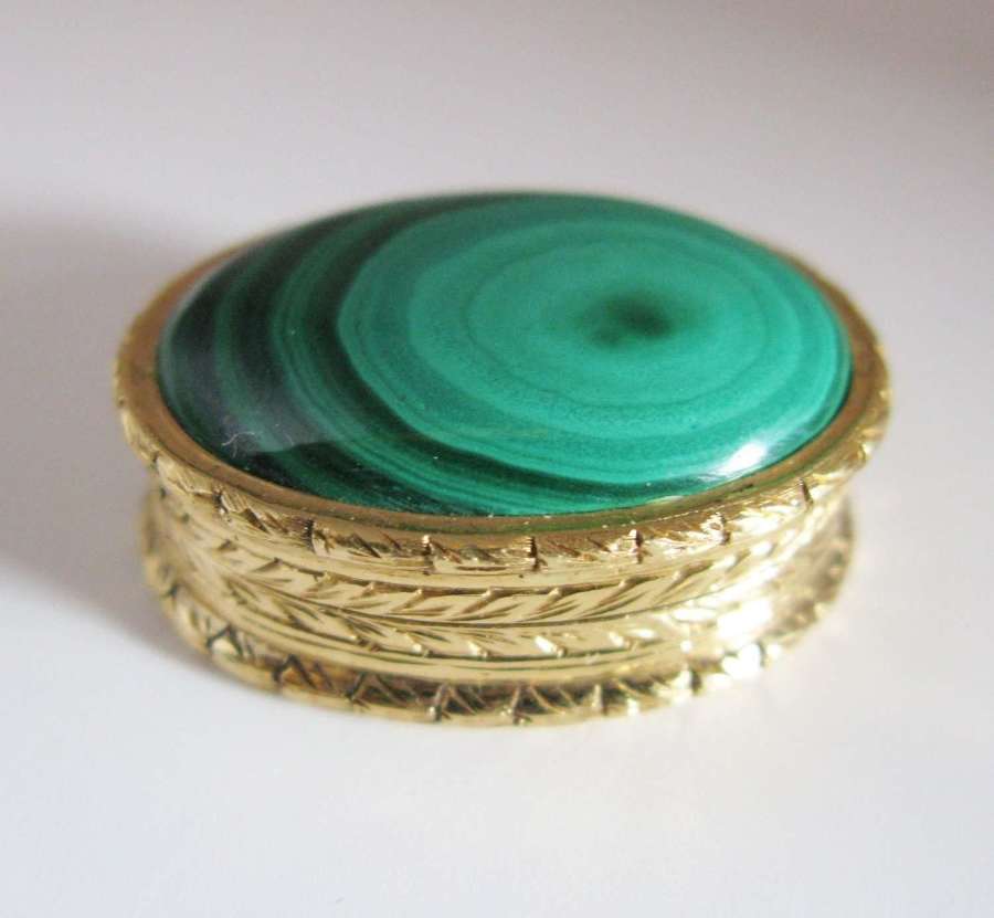 Renato Salimbeni 18ct gold and malachite pill box