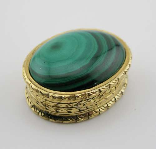 Renato Salimbeni 18ct gold and malachite pill box