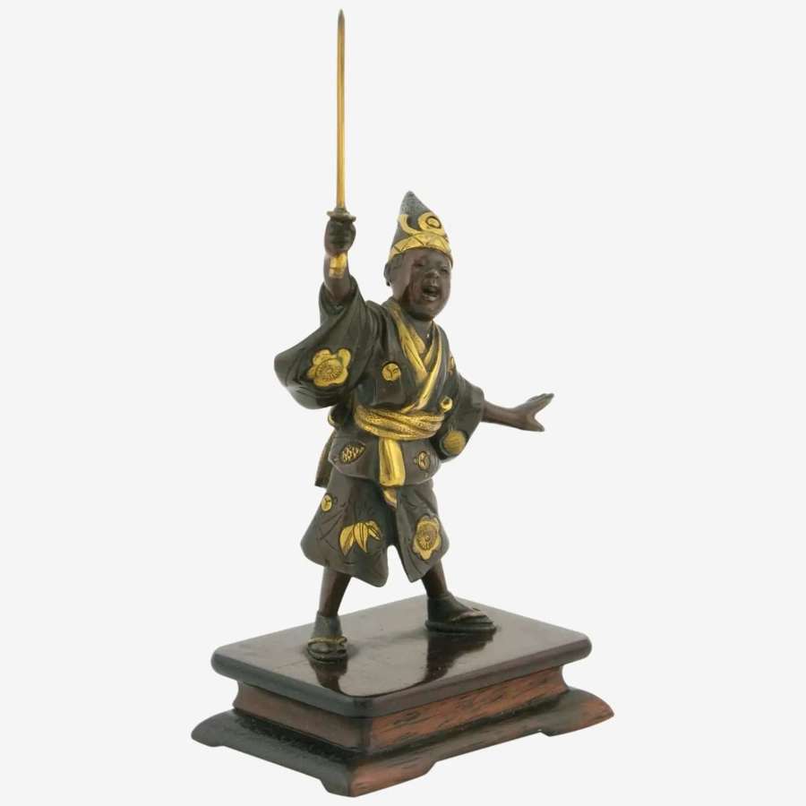 Miyao Eisuke Japanese meiji period gilt bronze okimono warrior