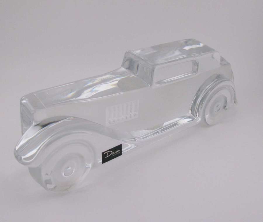 Daum crystal Marly vintage car relief sculpture/paperweight