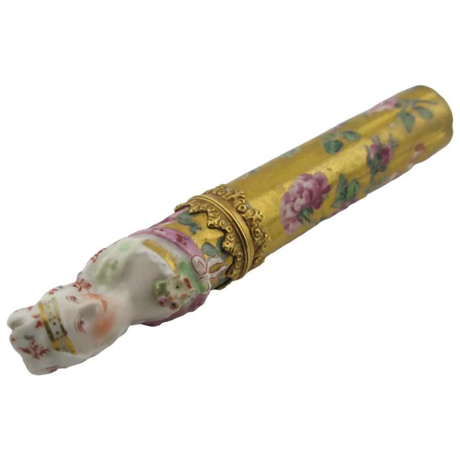 18th-century Chelsea porcelain bodkin or toothpick case or etui