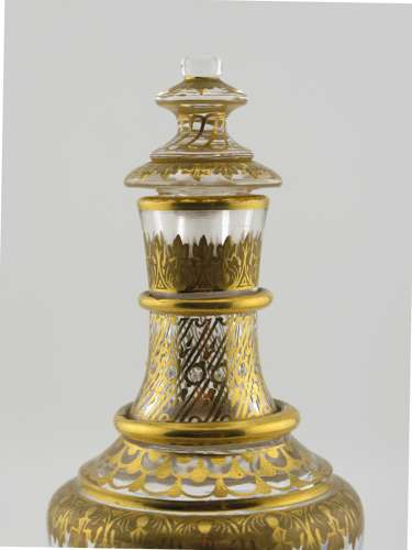 19th-century Lobmeyer glass enameled and gilded perfume bottle