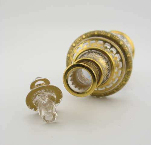 19th-century Lobmeyer glass enameled and gilded perfume bottle