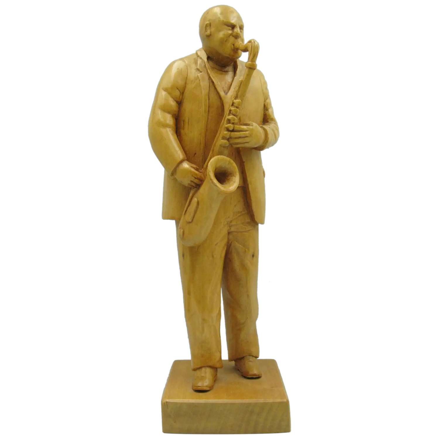 A saxophonist c2000 vintage British treen wood carving
