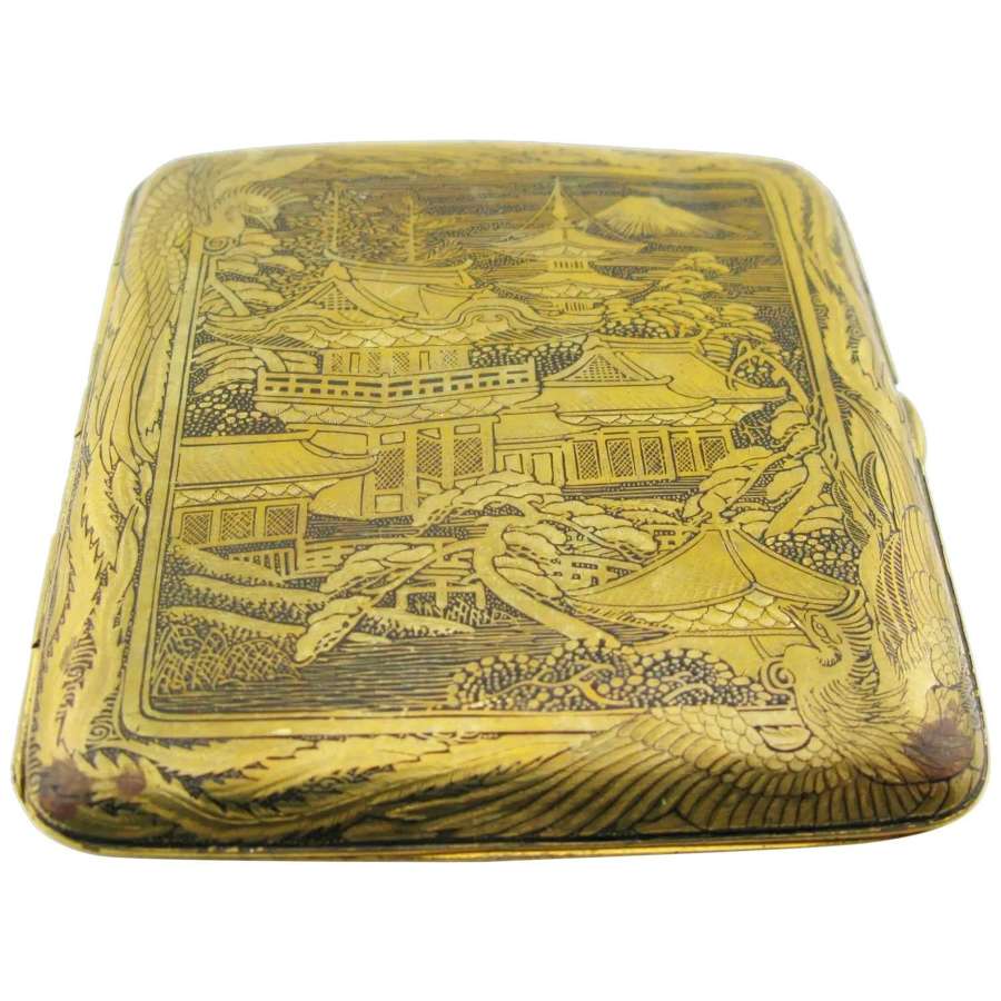 Fujii Damascene Co Antique Zogan Cigarette Case