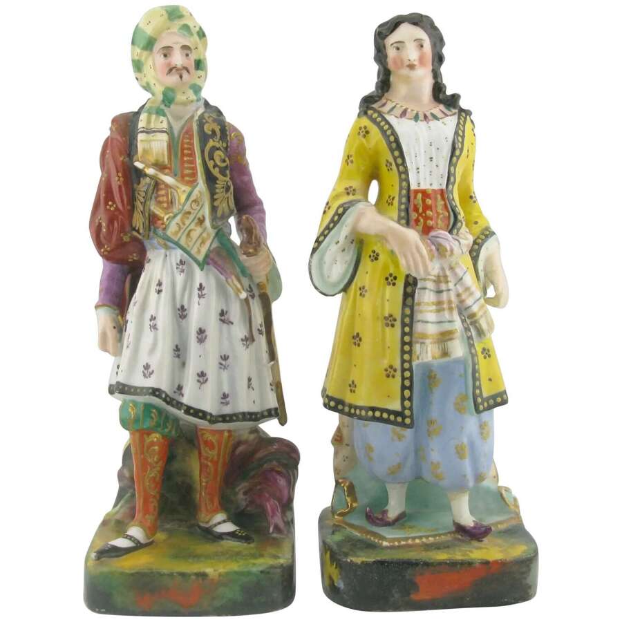 Pr 19th-century Paris porcelain Ottoman figural scent bottles