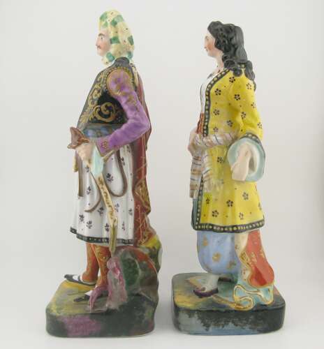 Pr 19th-century Paris porcelain Ottoman figural scent bottles