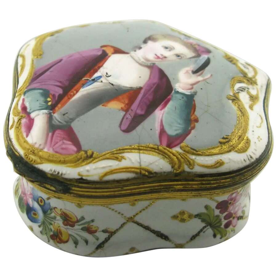 18th century English Enamel Snuff Box &ldquo;Night&rdquo; after Philippe Mercier