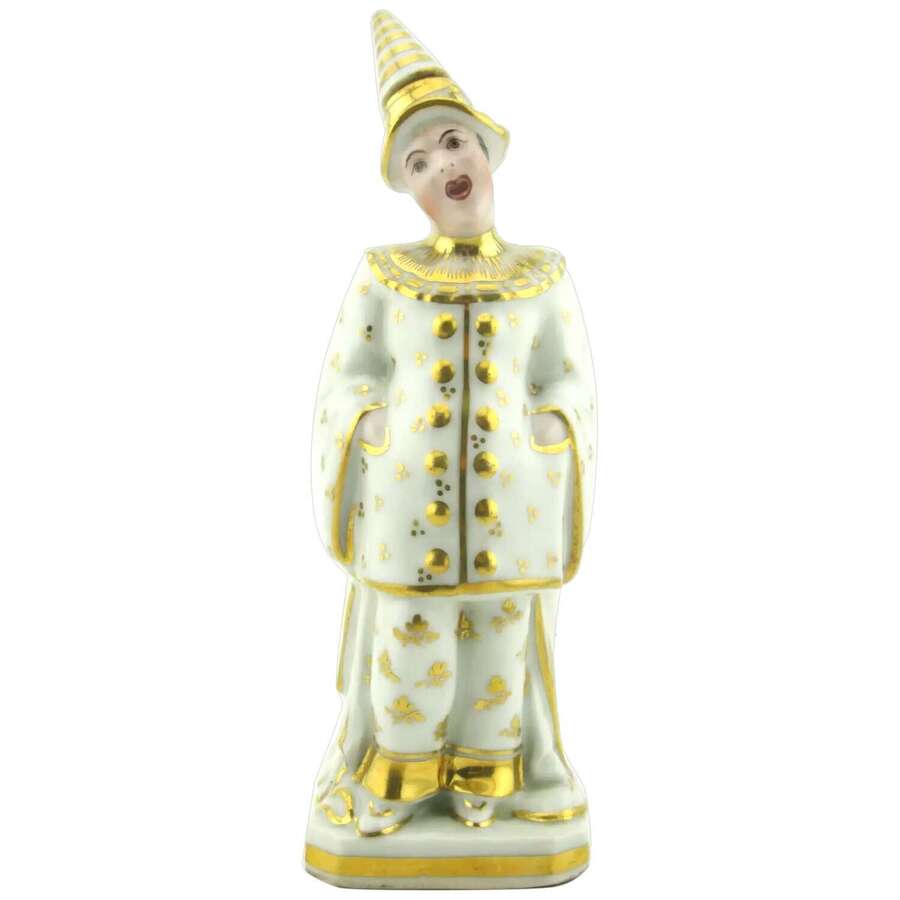 19th century Paris porcelain figural scent bottle singing Pierrot