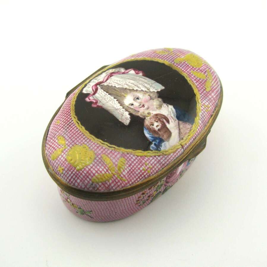 Rare South Staffordshire Bilston enamel portrait snuff box