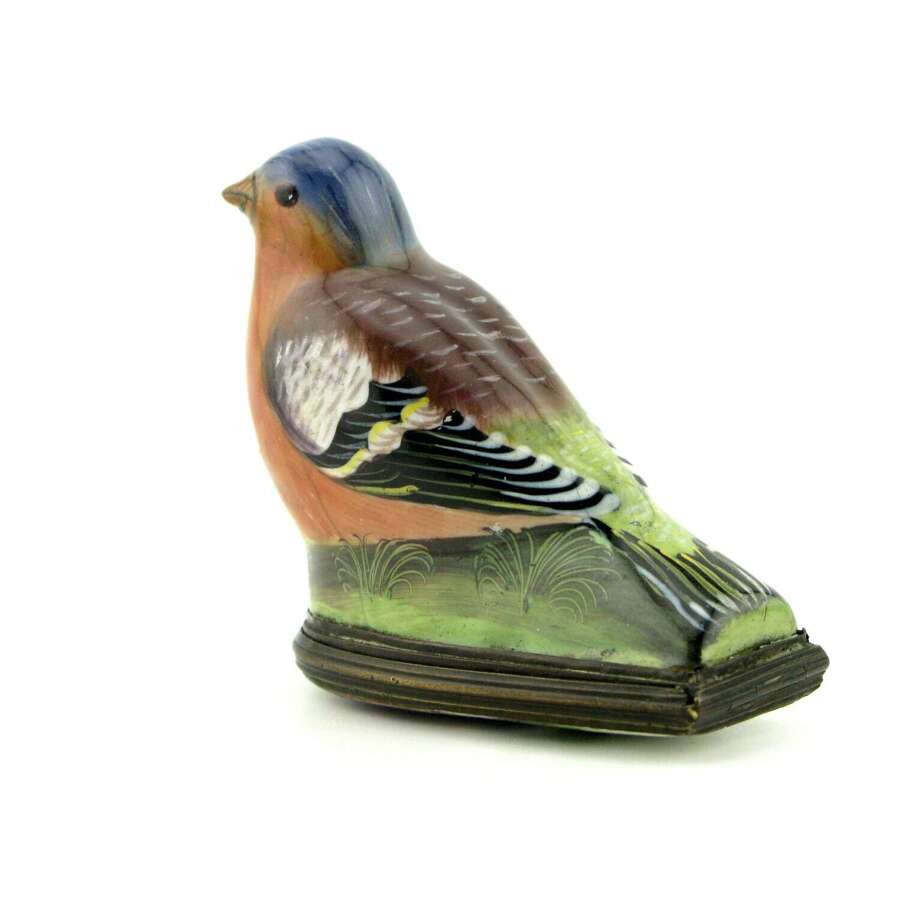 18th century South Staffordshire Bilston enamel bird bonbonniere