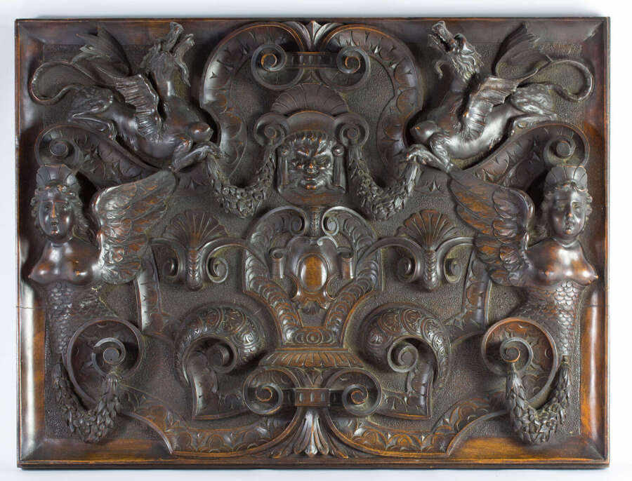 Magnificent French 19th century carved walnut panel