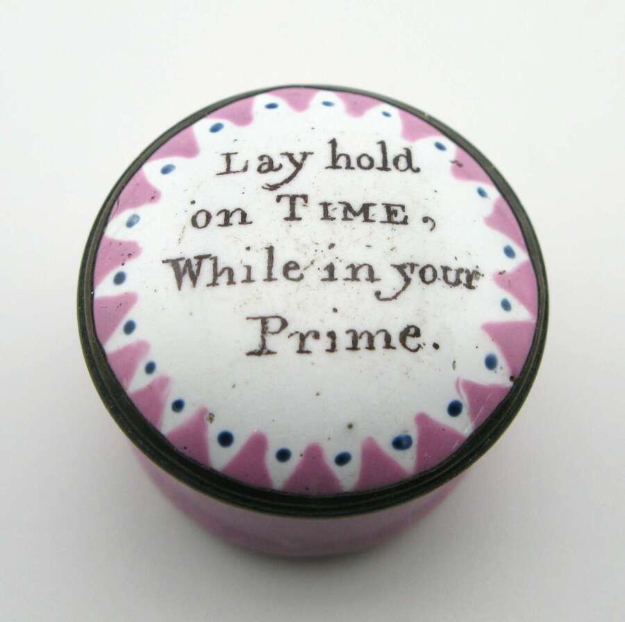 18th century miniature South Staffordshire Bilston enamel patch/pill box