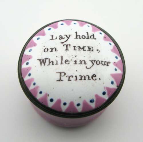 18th century miniature South Staffordshire Bilston enamel patch/pill box