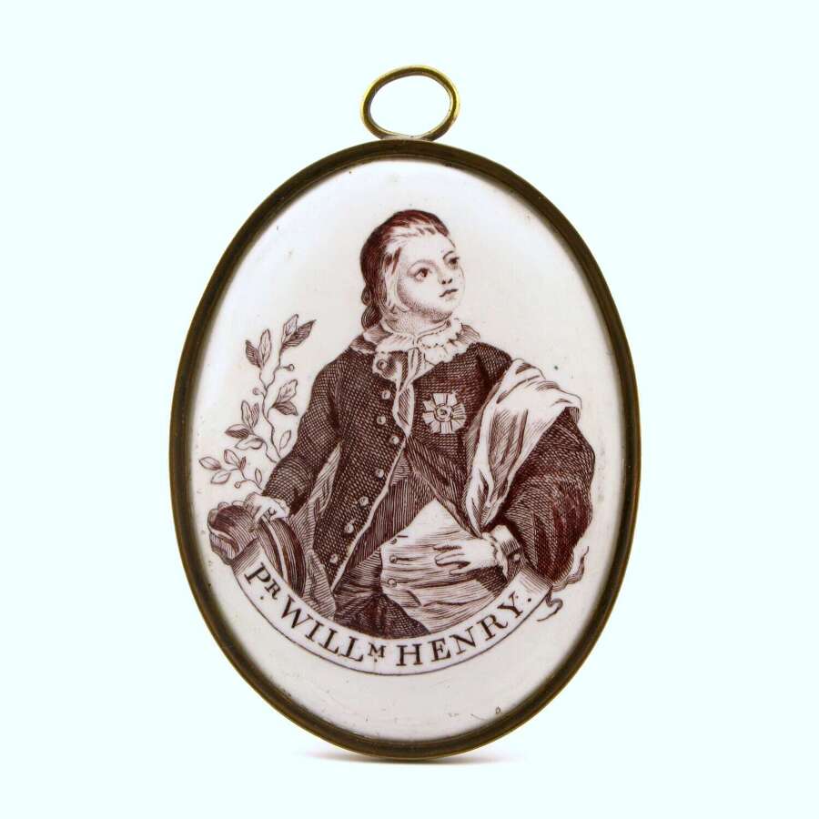 18th century English Liverpool enamel plaque Prince William Henry
