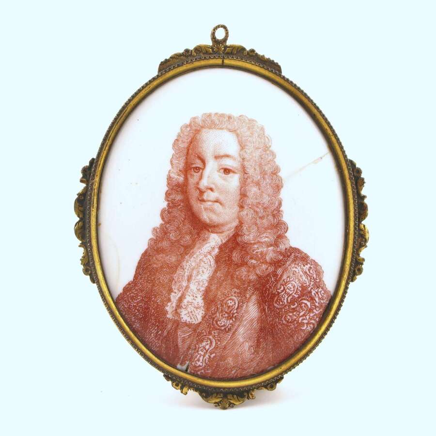 18th century English Battersea enamel plaque Sir Henry Pelham, circa 1750