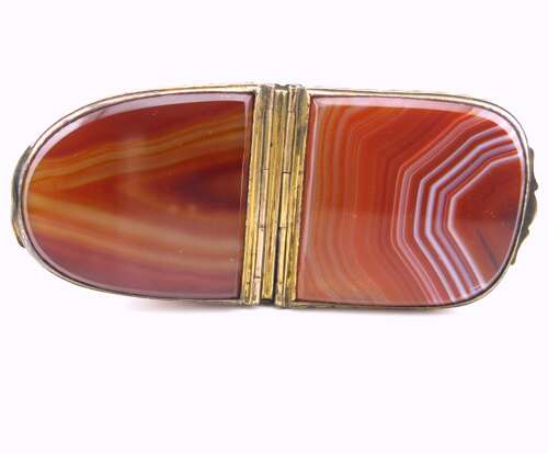 Rare 18th-century South Staffordshire Bilston enamel agate double snuff box ship