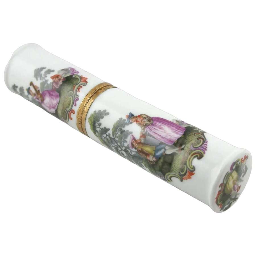 18th-century Meissen porcelain bodkin case, circa 1760