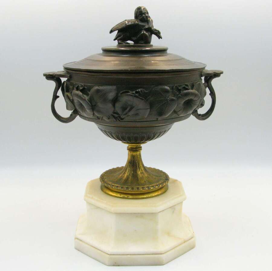 French grand tour ormolu bronze two-handled lidded urn, 19th century