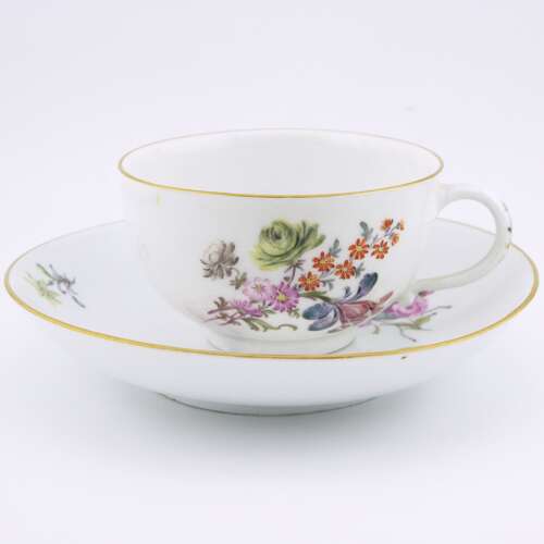18th-century Meissen Porcelain Cup & Saucer, c.1750