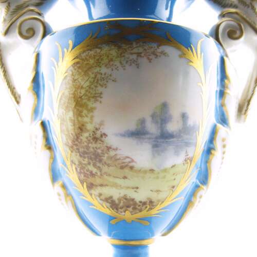 19th-century Sevres-style French porcelain vase with cover