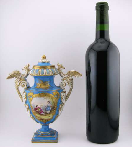 19th-century Sevres-style French porcelain vase with cover