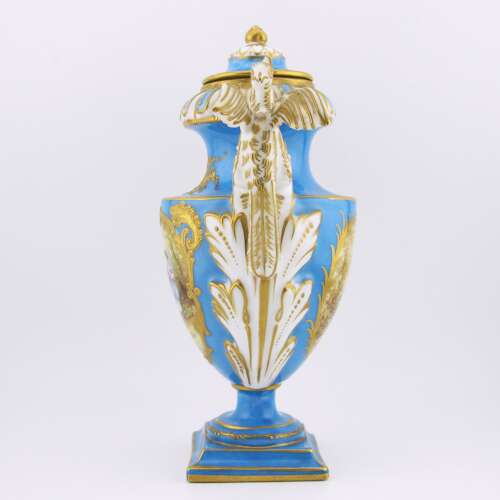 19th-century Sevres-style French porcelain vase with cover