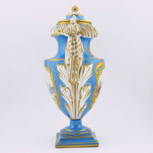 19th-century Sevres-style French porcelain vase with cover
