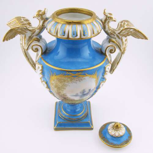 19th-century Sevres-style French porcelain vase with cover