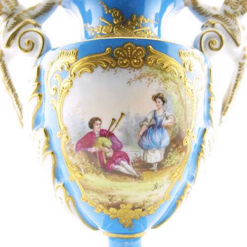 19th-century Sevres-style French porcelain vase with cover