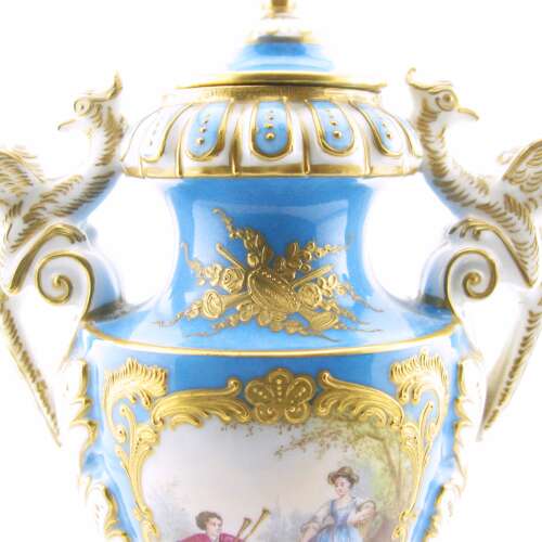19th-century Sevres-style French porcelain vase with cover