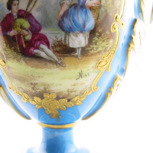 19th-century Sevres-style French porcelain vase with cover