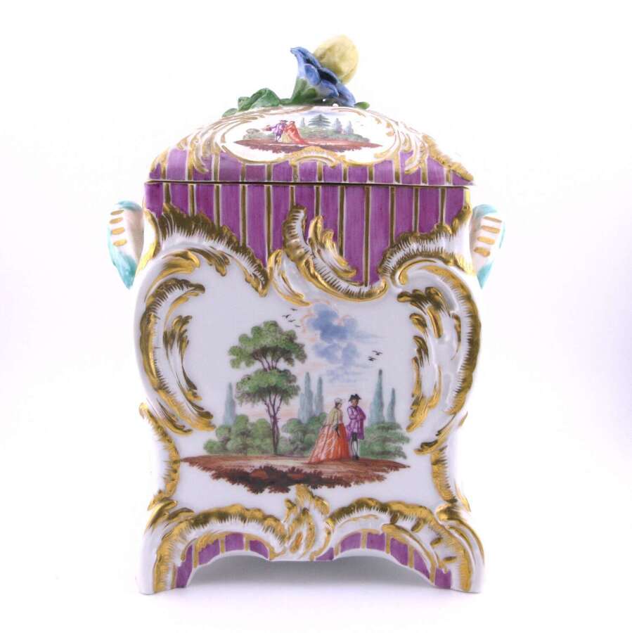 19th-century German KPM Berlin Porcelain Tea Caddy