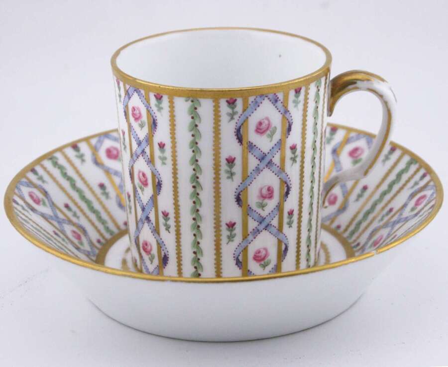 Sevres early hard paste porcelain cup and saucer ca.1777