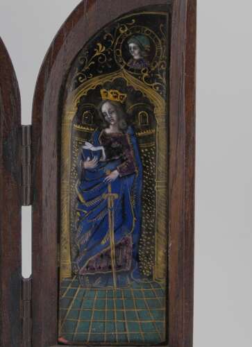 Limoges Enamel Plaque Tryptich Crucifixion 19th Century
