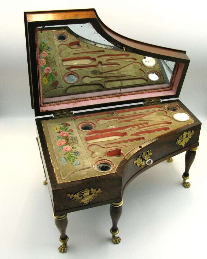 Mid C19th French Palais Royal Grand Piano Necessaire / Sewing Box
