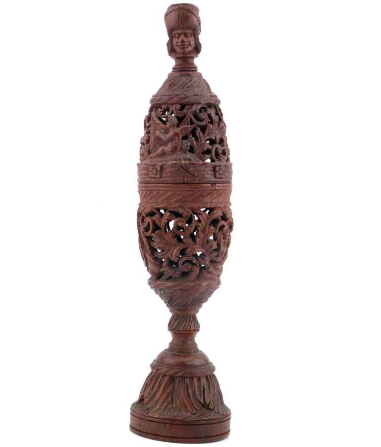 C17th/C18th Dutch Pierced Coquilla Nut Spice Holder/Box