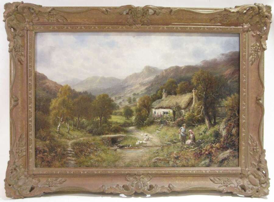 William L Langley (British 1852 - 1922) A Crofter&rsquo;s Cottage, Oil on Canvas